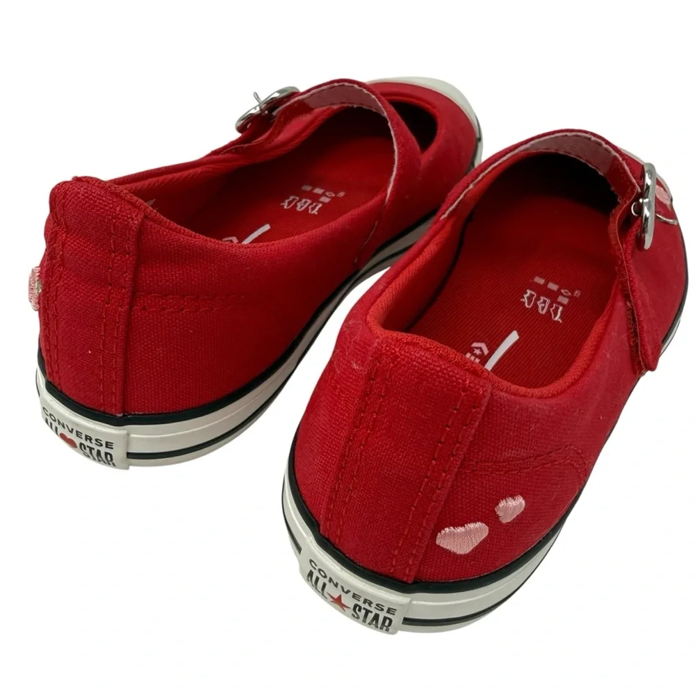 Converse All Dainty Mary Jane shoe Youth Girl Size 3 Red Hearts New